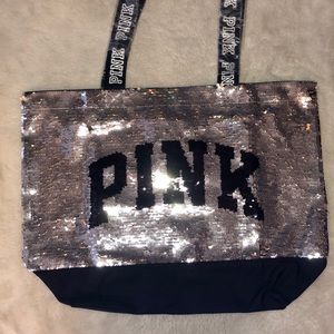 Silver/ Gold  sequince PINK Tote Bag